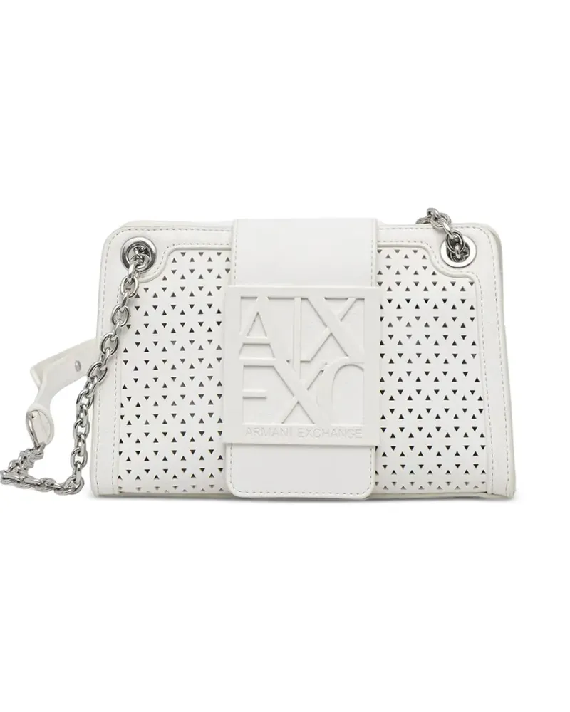 Armani Exchange perforated logo-plaque cross body bag - Weiß Weiß