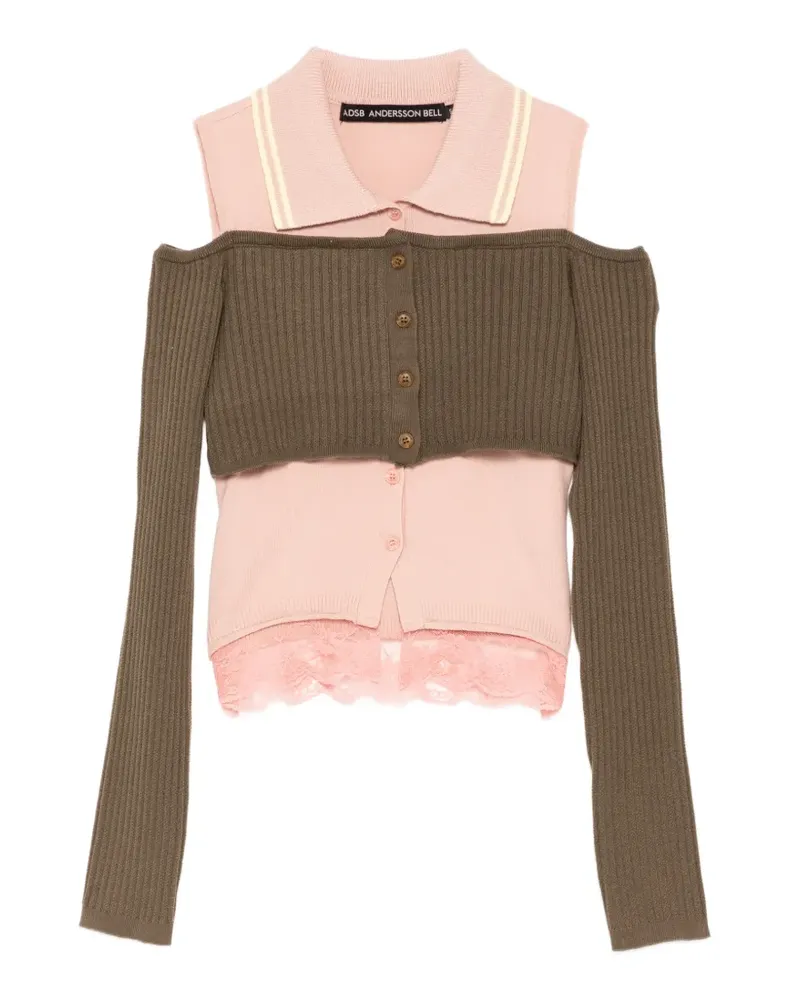 Andersson Bell Schulterfreier Cardigan im Layering-Look - Rosa Rosa