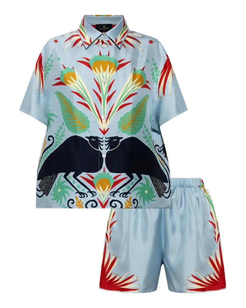 Etro x Tabby Booth Pyjama aus Seide - Blau Blau