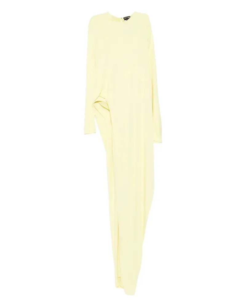 Tom Ford long-sleeve side-slit gown - Nude Nude