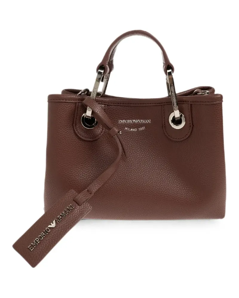 Emporio Armani logo-printed pebbled-effect tote bag - Braun Braun