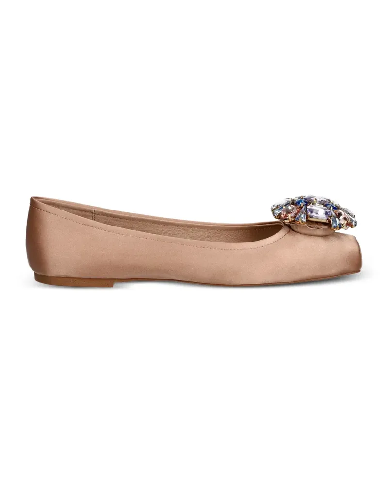 Jeffrey Campbell Ornate crystal-embellished square-toe ballet flats - Nude Nude