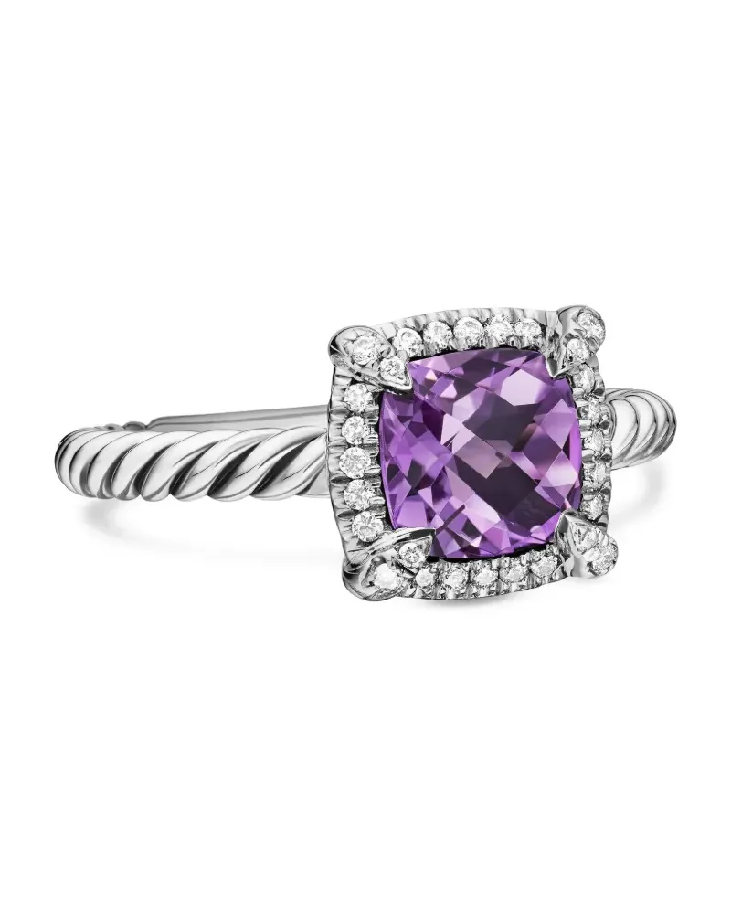 David Yurman Petite Chatelaine Ring mit Amethyst und Diamanten 7mm - Silber Silber