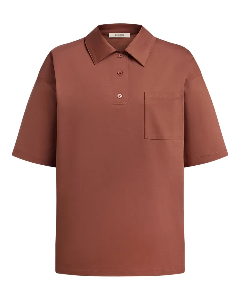 12 STOREEZ T-Shirt mit Taschendetail - Rot Rot