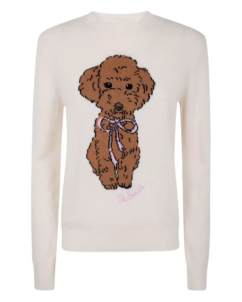 MC2 Saint Barth Pullover mit Hundemotiv - Weiß Weiß