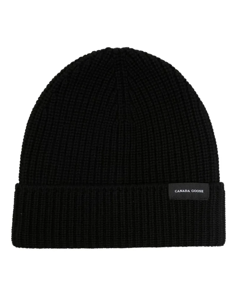 Canada Goose Beanie mit Waffelstrick-Muster - Schwarz Schwarz