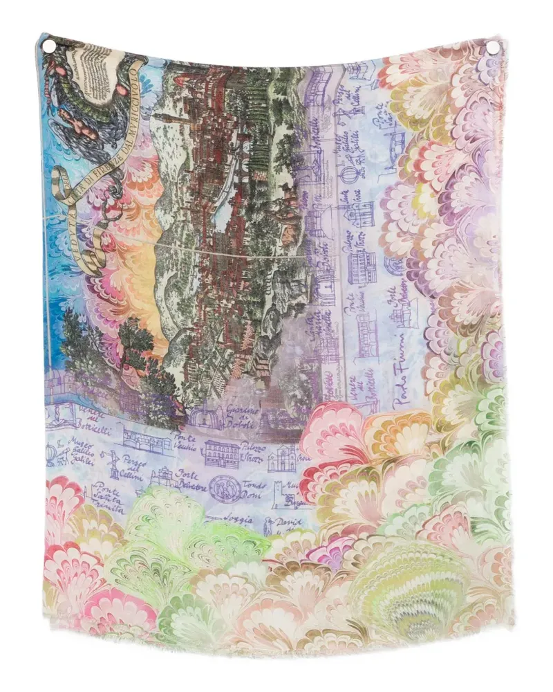 Faliero Sarti x Paolo Fiumi Fiorentina printed scarf - Blau Blau