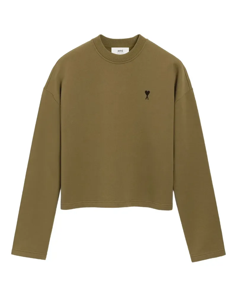 AMI Paris Sweatshirt mit Herzstickerei - Grün Grün
