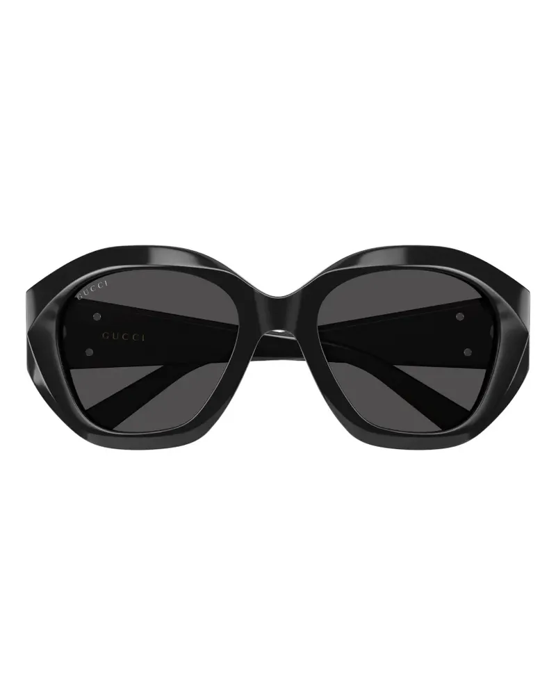 Gucci Geometrische GG Sonnenbrille - Schwarz Schwarz