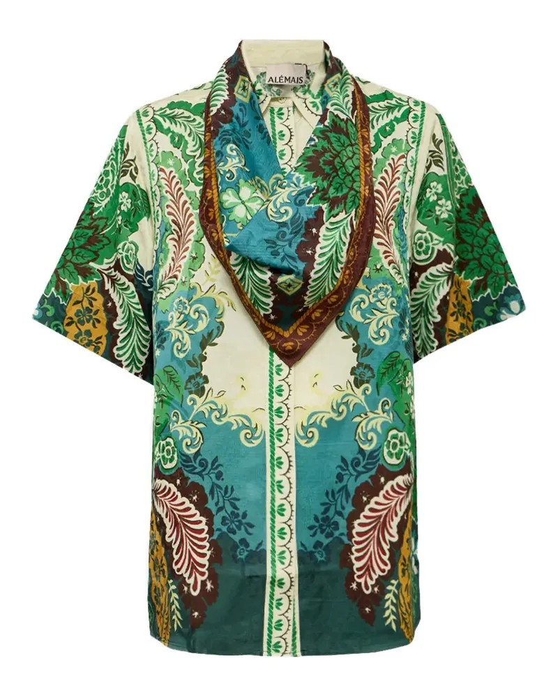 ALEMAIS Florence Hemd mit botanischem Print - Nude Nude