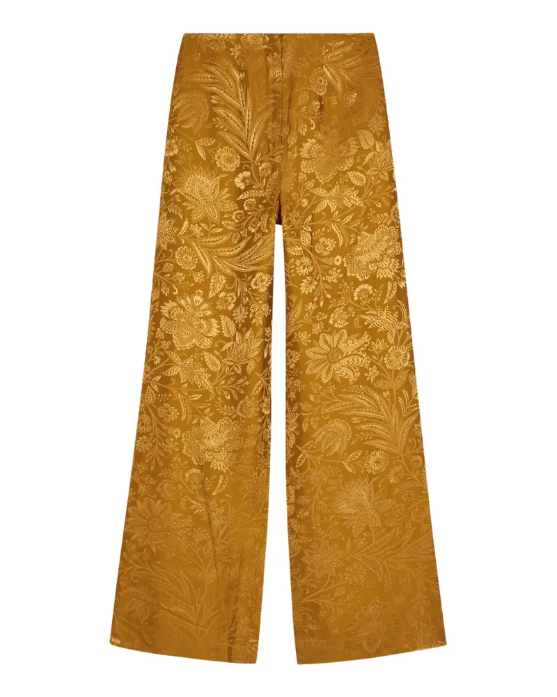 Veronica Beard Ronin floral-jacquard wide-leg trousers - Gold Gold
