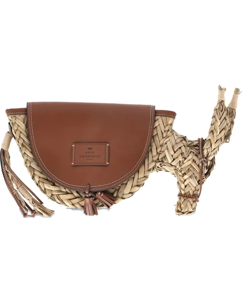 Anya Hindmarch Donkey Schultertasche aus Raffiabast - Nude Nude