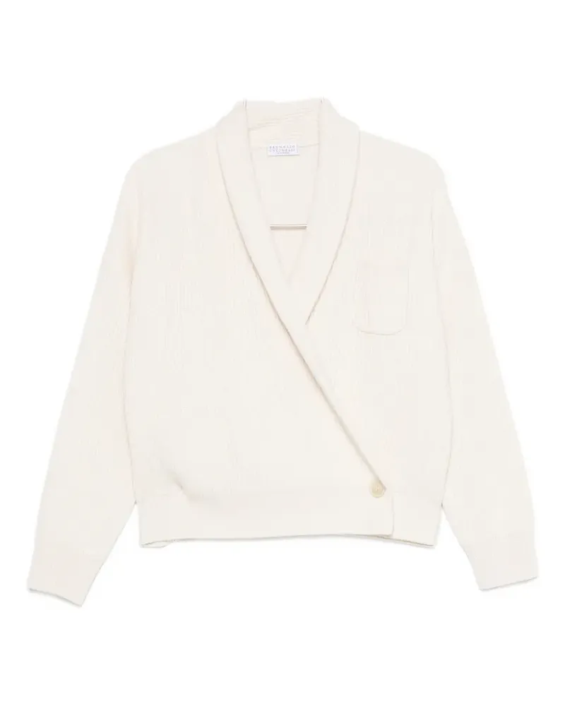 Brunello Cucinelli ribbed-knit wrap-style sweater - Weiß Weiß