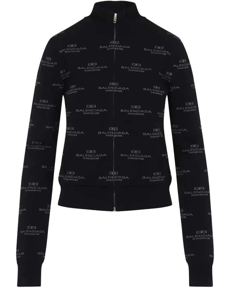 Balenciaga Cardigan mit Logo-Jacquard - Schwarz Schwarz