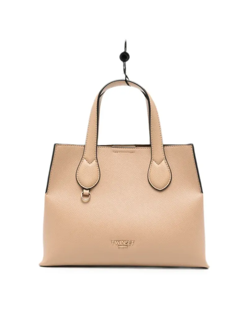 Twin-Set logo-plaque tote bag - Nude Nude