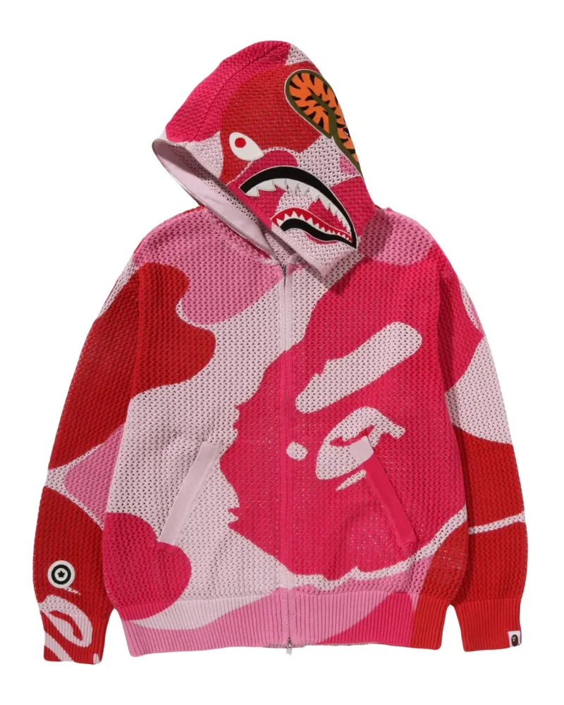 BAPE ABC Camo crochet shark hoodie - Rosa Rosa