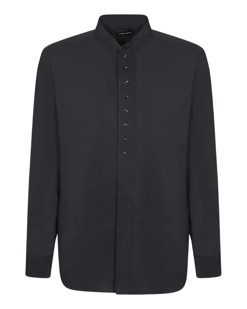 Giorgio Armani Hemd mit Mandarinkragen - Blau Blau