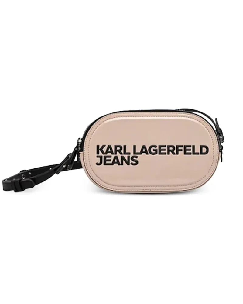 Karl Lagerfeld Ovale Umhängetasche mit Logo-Schild - Nude Nude
