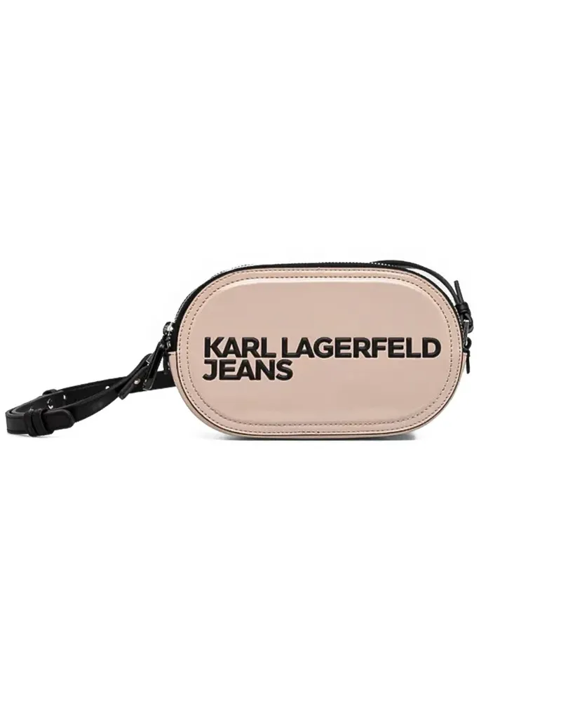 Karl Lagerfeld Ovale Umhängetasche mit Logo-Schild - Nude Nude