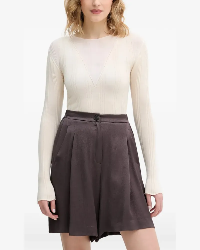 Pinko Geripptes T-Shirt mit V-Ausschnitt - Nude Nude
