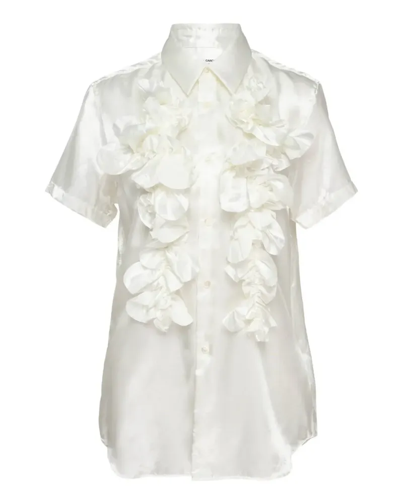 Comme des Garçons ruffle-trimmed satin shirt - Weiß Weiß