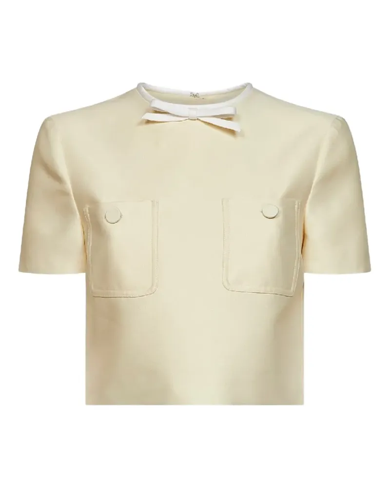Self-Portrait bow-detail cropped top - Gelb Gelb