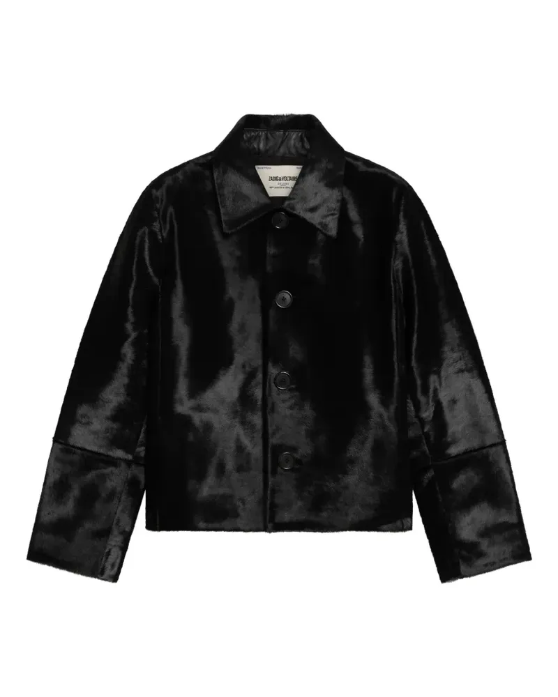 Zadig & Voltaire Lessa Cropped-Jacke aus Leder mit Pony-Effekt - Schwarz Schwarz
