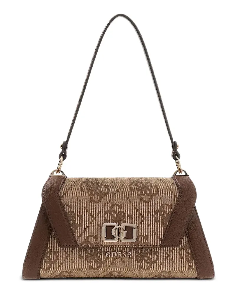 Guess Karnilla Schultertasche mit Monogrammmuster - Braun Braun
