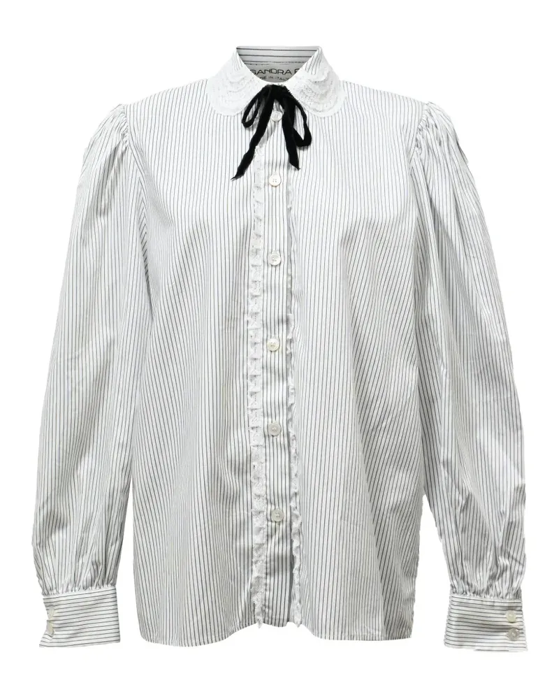 Alessandra Rich striped lace-trimmed blouse - Weiß Weiß