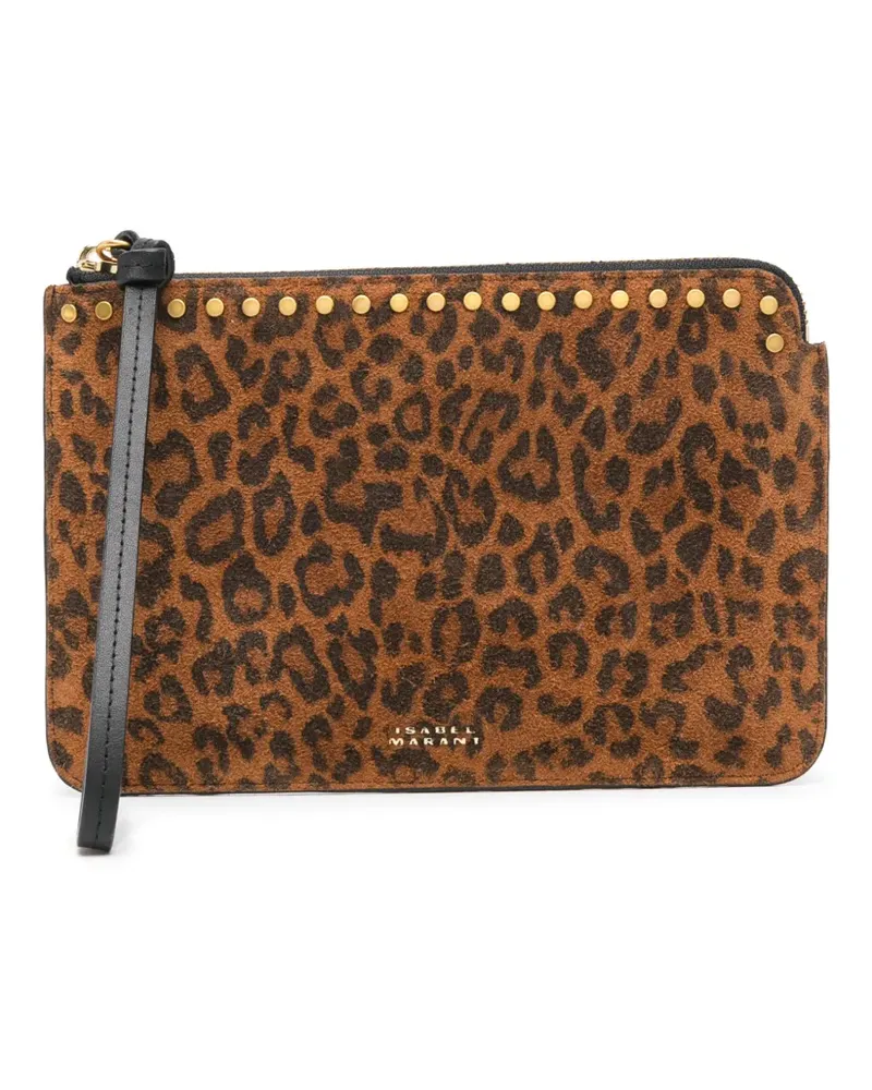 Isabel Marant Flache Clutch mit Leoparden-Print - Braun Braun