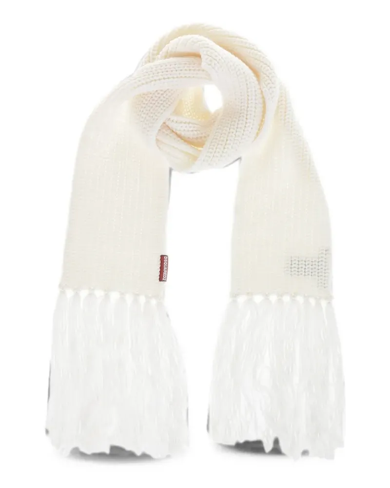 Dsquared2 fringed-hem chunky-knit scarf - Weiß Weiß