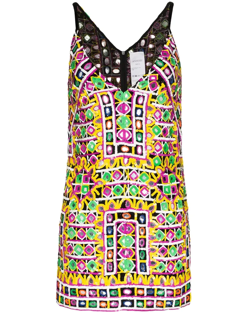 ASHISH Minikleid mit Pailletten - Gelb Gelb