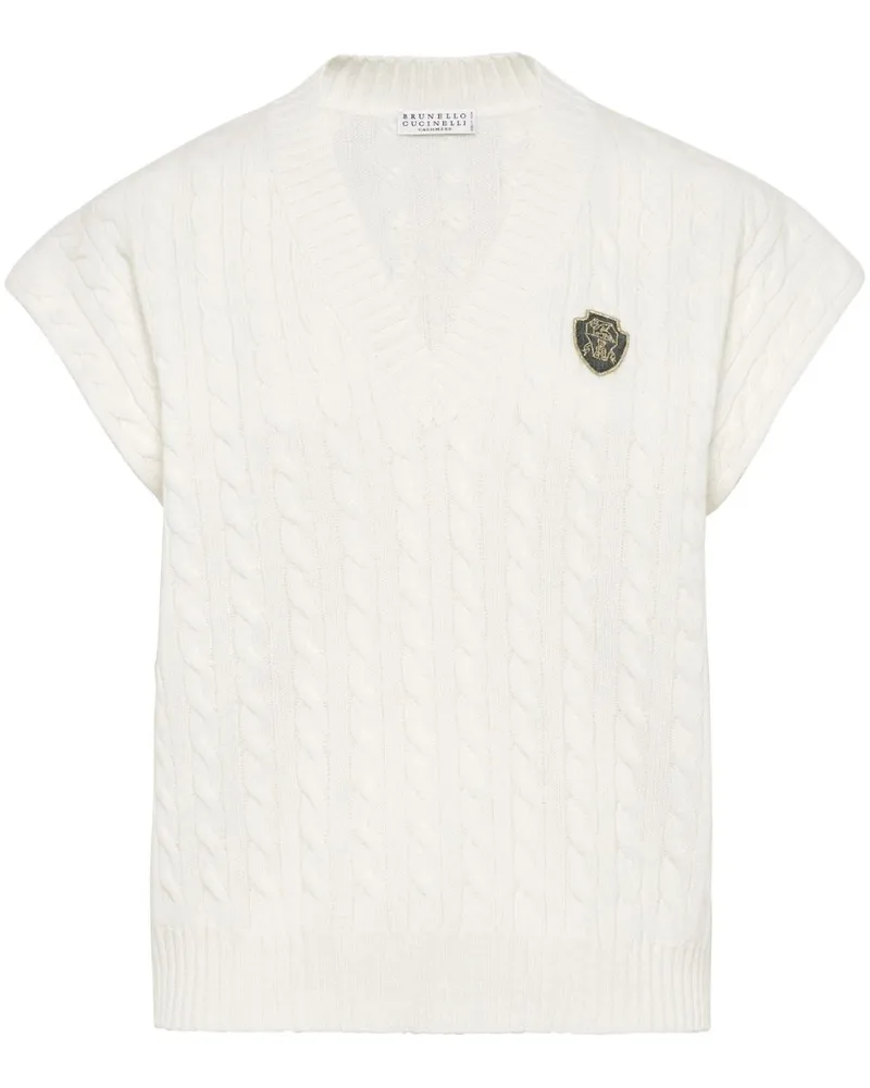 Brunello Cucinelli Trägershirt mit Logo-Patch - Weiß Weiß