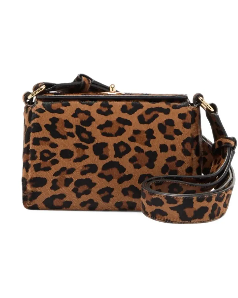 PLAN C Mini Folded Schultertasche mit Leopardenprint - Braun Braun