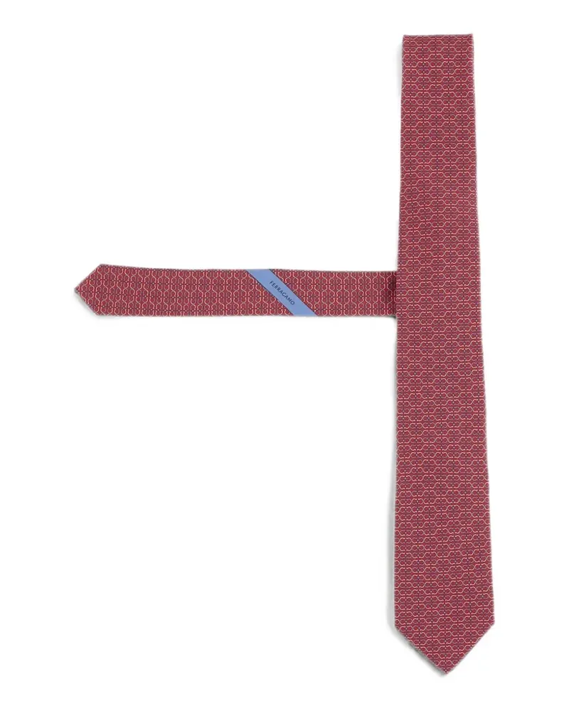 Ferragamo Gancini-pattern silk tie - Rot Rot
