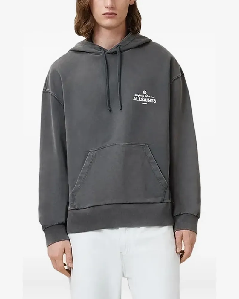 AllSaints Hoodie mit Logo-Print - Grau Grau