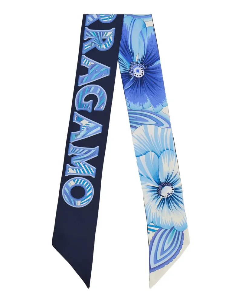 Ferragamo Brezza-print silk scarf - Blau Blau