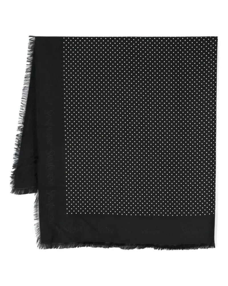 Saint Laurent Twill-Schal mit Polka Dots Schwarz