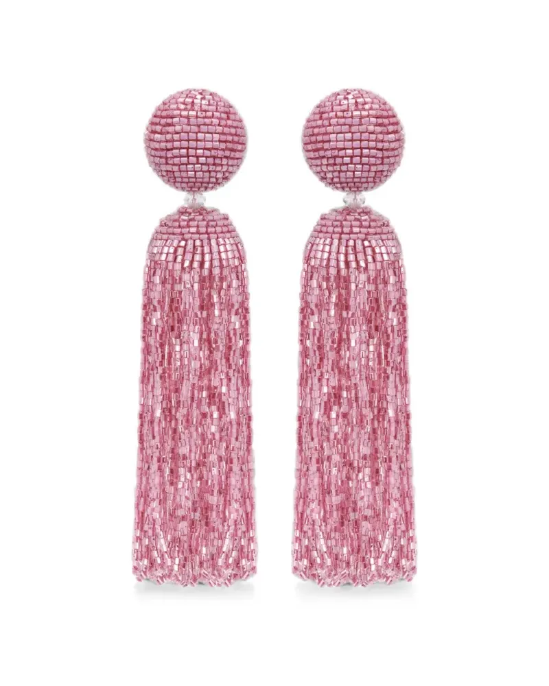 Oscar de la Renta beaded tassel earrings - Rosa Rosa