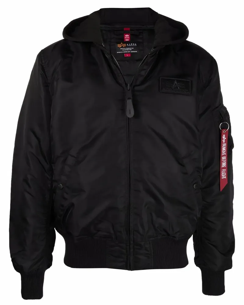 Alpha Industries Bomberjacke mit Logo - Schwarz Schwarz