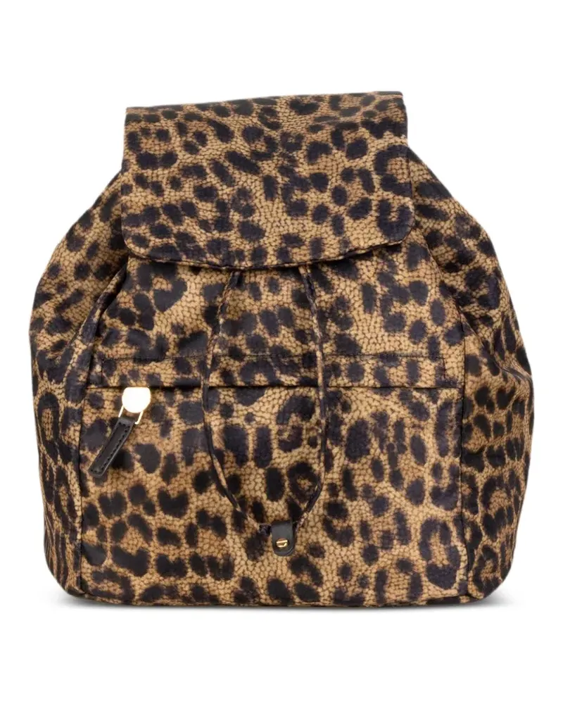 Borbonese Rucksack mit Leopardenprint - Nude Nude