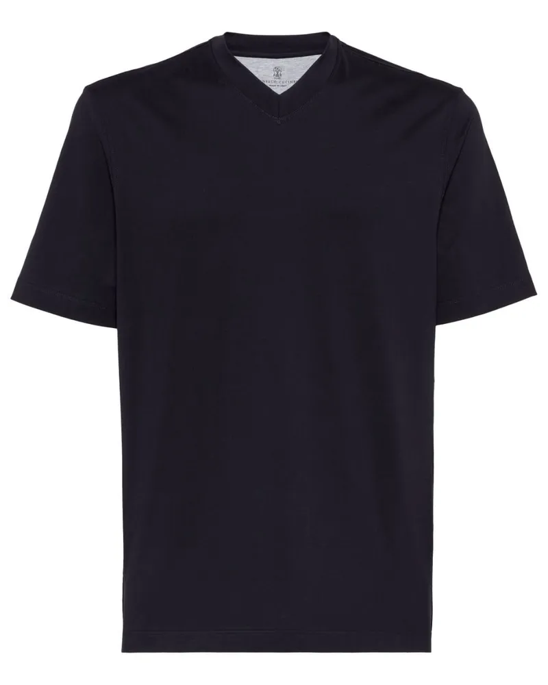 Brunello Cucinelli T-Shirt mit V-Ausschnitt - Schwarz Schwarz