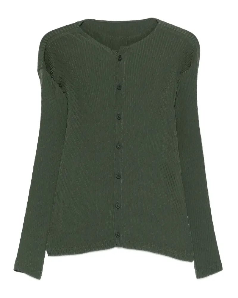 Issey Miyake pleated-effect cardigan - Grün Grün