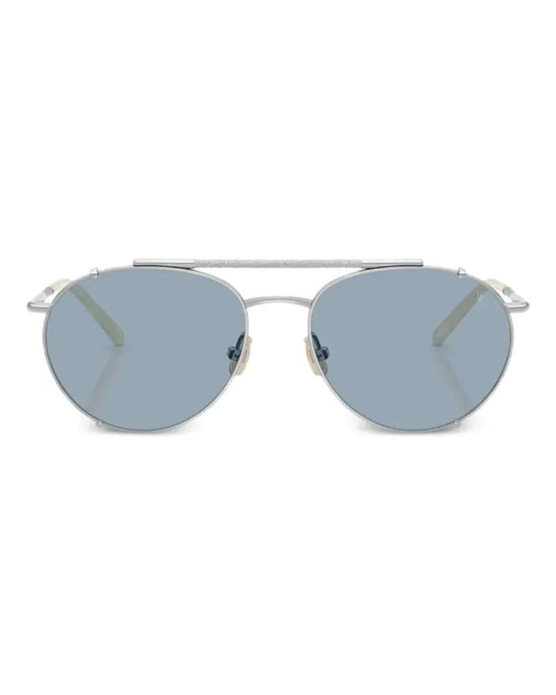Brunello Cucinelli Sonnenbrille mit ovalem Gestell - Silber Silber