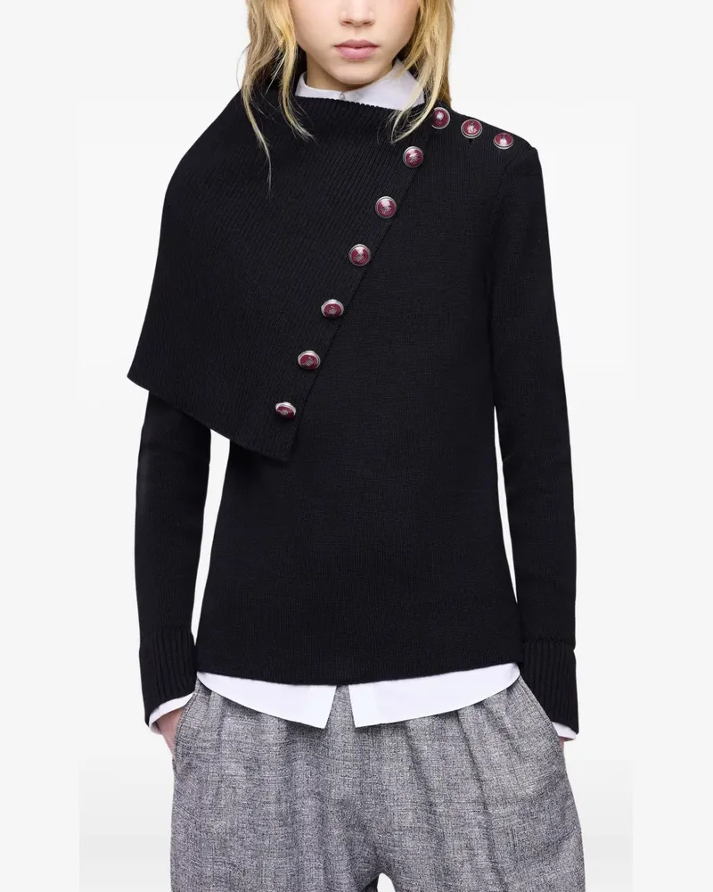 Paco Rabanne Asymmetrischer Pullover mit Matrosenkragen - Schwarz Schwarz