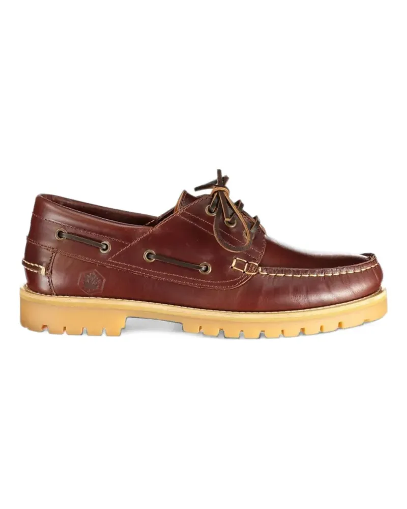 Lumberjack Newton lace-up leather boat shoes - Braun Braun