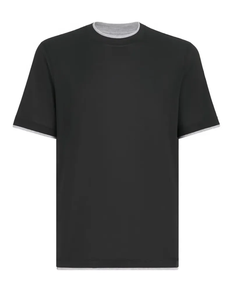 Brunello Cucinelli Jersey-T-Shirt mit Kontrastdetails - Schwarz Schwarz
