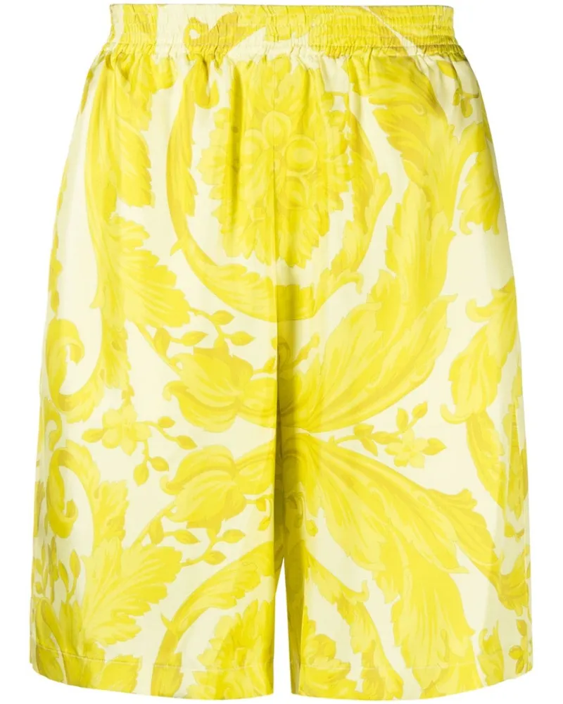 Versace Shorts aus Seide mit Print - Gelb Gelb