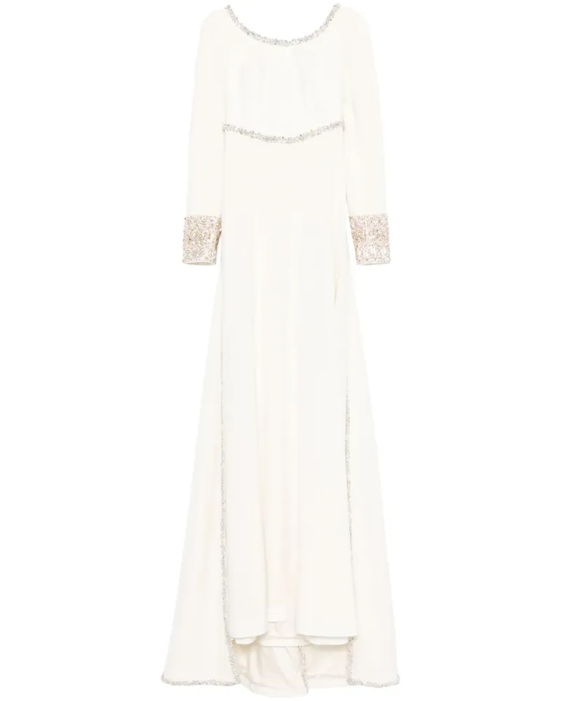 Dina Melwani Abendkleid mit Kristallen - Weiß Weiß