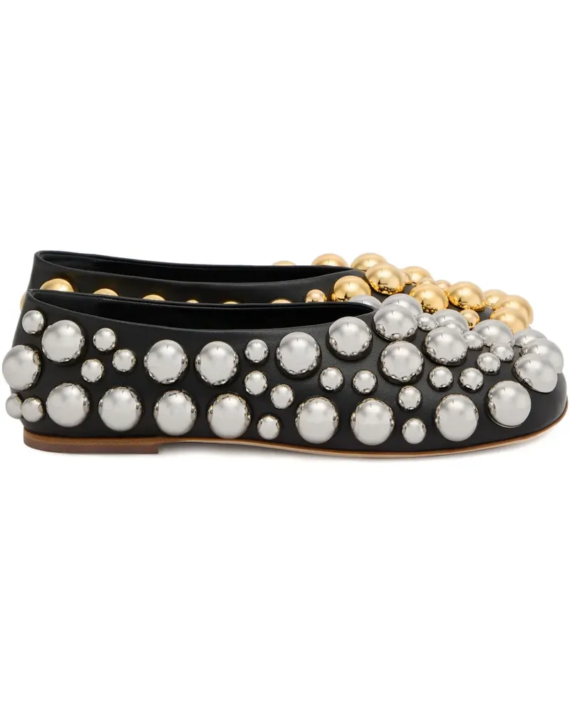 A.W.A.K.E. Flache Dora Pumps mit Nieten - Schwarz Schwarz
